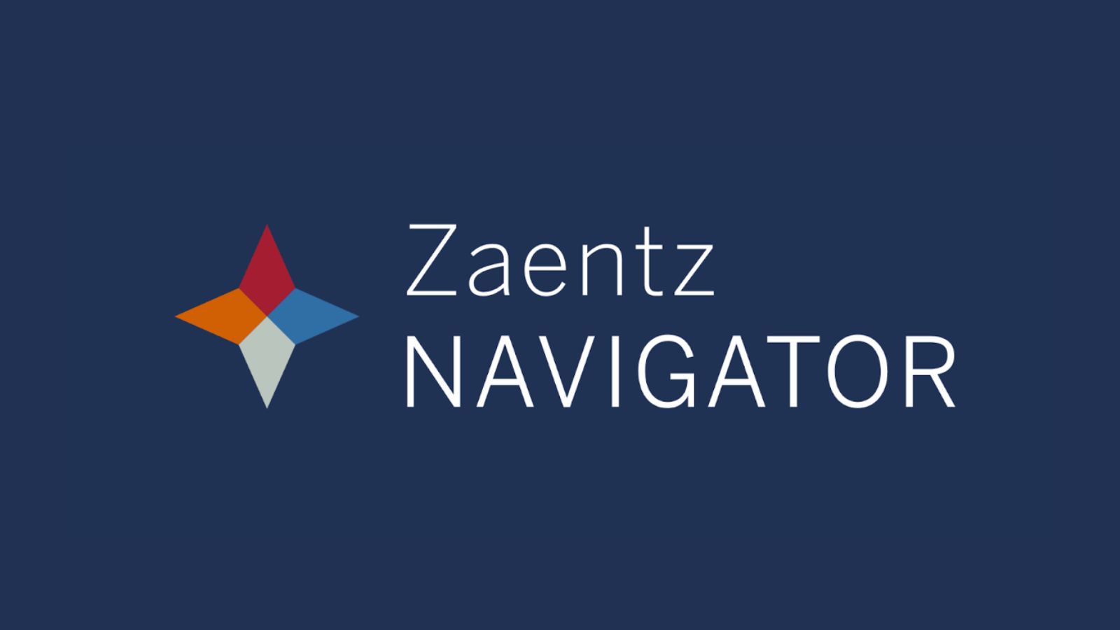 light text on dark background reads Zaentz Navigator.
